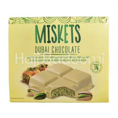 شکلات دبی میسکتس با مغز پسته و شکلات سفید 100 گرمی