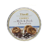 کوکی تیولی جعبه فلزی با طعم شیر و شکلات تلخ 150 گرمی