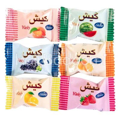 آبنبات دو سر پرس میوه ای با مغز پاستیل کیش شونیز