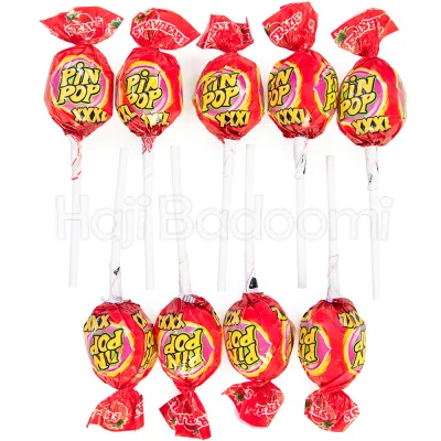 آبنبات چوبی آدامسی پین پاپ با طعم توت فرنگی