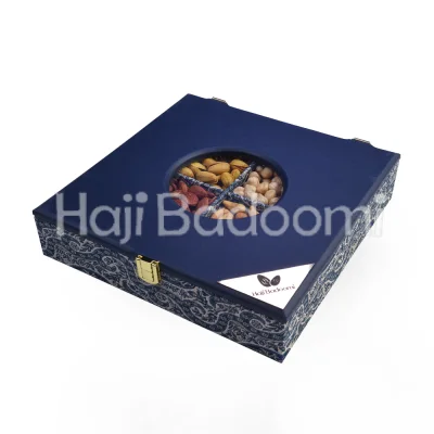 باکس آجیل مربع طرح ترمه و چرم 1100 گرمی