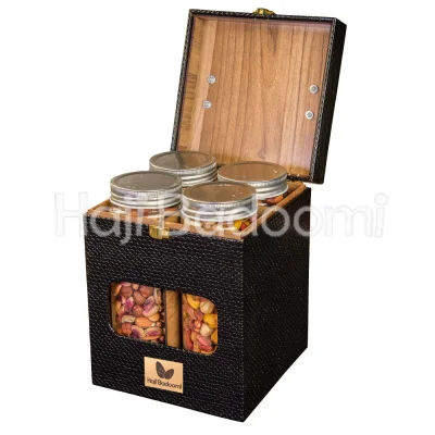 باکس آجیل طرح شیشه ای و چرم سروش 1500 گرمی