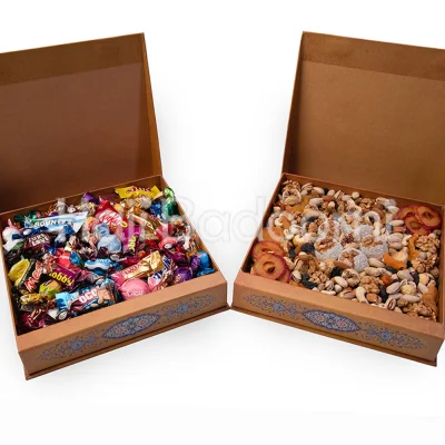 ست دوگانه باکس آجیل و شکلات خارجی طرح سیمرغ بهشتی 2400 گرمی